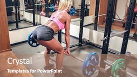  Presentation with gym - Presentation design featuring sports drinks machines - young sexy woman background and a  colored foreground