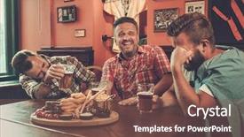  Presentation with beer garden friends in tracht - Slides with sports english - good old friends drinking beer background and a violet colored foreground