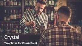  Presentation with bartender - Cool new presentation theme with sports english - handsome bartender pouring a pint backdrop and a dark gray colored foreground