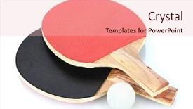  Presentation with ball sports - PPT theme enhanced with sports equipment - ping-pong rackets and ball isolated background and a lemonade colored foreground