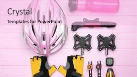  Presentation with cycling - Presentation having sports equipment - set of accessories for cycling background and a lemonade colored foreground
