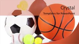  Presentation with sport - Colorful PPT theme enhanced with sports equipment - set of sport balls isolated backdrop and a red colored foreground