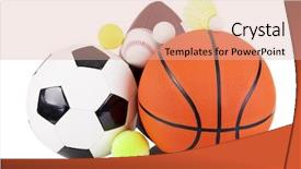  Presentation with sport - Slide set with sports equipment - set of sport balls isolated background and a lemonade colored foreground
