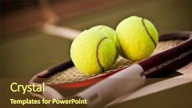 Presentation with sports balls - Colorful slides enhanced with sports equipment - shot of a tennis racquet backdrop and a tawny brown colored foreground