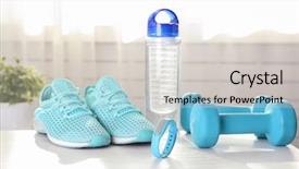  Presentation with sport - Cool new slides with sports equipment - sport stuff with fitness tracker backdrop and a light gray colored foreground