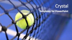  Presentation with ball sports - Beautiful PPT theme featuring sports equipment - tennis ball on a tennis backdrop and a ocean colored foreground
