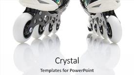  Presentation with equipment - PPT theme featuring sports equipment bright sliding roller background and a sky blue colored foreground