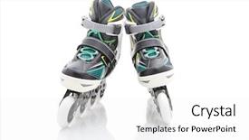  Presentation with variety of sports equipment - Cool new PPT layouts with sports equipment bright sliding roller backdrop and a white colored foreground