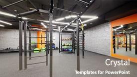  Presentation with sports balls - PPT theme consisting of sports equipment horizontal bars ladder background and a gray colored foreground