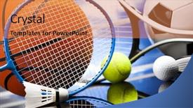  Presentation with sports badminton - Slide deck consisting of sports equipment background and a coral colored foreground