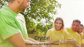  Presentation with sports event - Colorful presentation design enhanced with sports event or a teambuilding backdrop and a yellow colored foreground