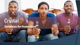  Presentation with 3d men - PPT theme consisting of sports fan - group of men sitting background and a  colored foreground