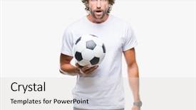  Presentation with kidney transplant holding a model - PPT theme enhanced with sports fan - handsome hispanic man model holding background and a  colored foreground