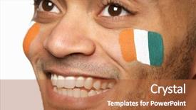  Presentation with sports - Beautiful presentation theme featuring sports fan with ivory coast backdrop and a red colored foreground