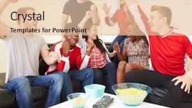  Presentation with sports fans - Presentation theme with sports fans watching game background and a lemonade colored foreground