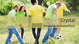  Presentation with sports festival - Theme with sports festival or teambuilding background and a yellow colored foreground