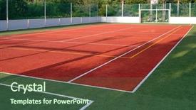  Presentation with playground - Colorful presentation design enhanced with sports field - playground for football and basketball backdrop and a ocean colored foreground