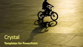  Presentation with bicycle - Audience pleasing slide set consisting of sports free - kid riding bicycle silhouette backdrop and a tawny brown colored foreground