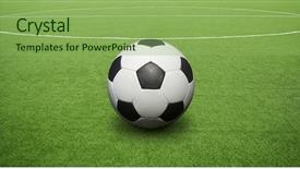  Presentation with sports futsal - Audience pleasing PPT theme consisting of sports futsal - soccer ball on the field backdrop and a seafoam green colored foreground
