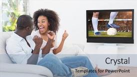  Presentation with football - Beautiful presentation featuring sports games - football player kicking ball backdrop and a teal colored foreground