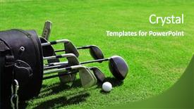  Presentation with sports field - Presentation theme having sports games - golf bag with clubs background and a seafoam green colored foreground