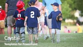  Presentation with sports children - PPT theme having sports games - high five line background and a gray colored foreground