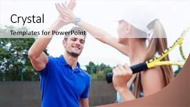  Presentation with tennis - Audience pleasing theme consisting of sports games - male and female tennis players backdrop and a pink colored foreground