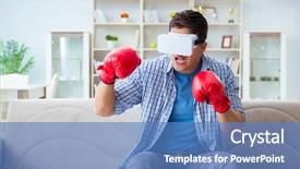  Presentation with virtual reality medical - Presentation design having sports games - man wearing virtual reality vr background and a  colored foreground