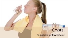  Presentation with water sports - Slide set enhanced with sports girl with towel and water bottle background and a lemonade colored foreground