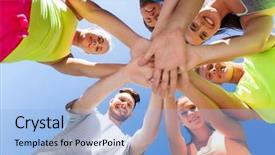  Presentation with healthy lifestyle - Audience pleasing PPT theme consisting of sports grass - fitness sport friendship and healthy backdrop and a light blue colored foreground