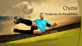  Presentation with football field - Amazing PPT layouts having sports grass - happiness football player on field backdrop and a yellow colored foreground