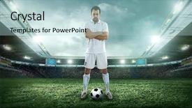  Presentation with football plays - Amazing presentation having sports grass - two football players with ball backdrop and a light blue colored foreground