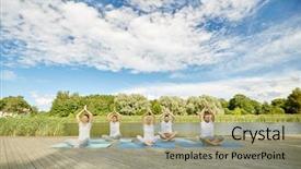  Presentation with sport and health - Colorful presentation theme enhanced with sports group - fitness sport yoga and healthy backdrop and a mint green colored foreground