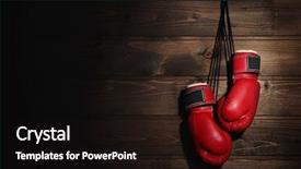  Presentation with boxing - Cool new presentation theme with boxing gloves on wooden background backdrop and a wine colored foreground
