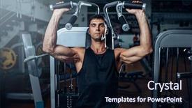  Presentation with elderly people exercise patient training - Amazing presentation theme having indoor tanning - tanned man training on exercise backdrop and a  colored foreground