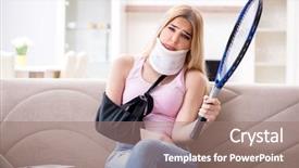  Presentation with sport injuri - Beautiful theme featuring sports injury - woman injured during sport game backdrop and a coral colored foreground