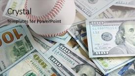  Presentation with ball sports - Cool new theme with sports investments - baseball ball on money bills backdrop and a light gray colored foreground