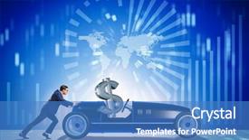  Presentation with self driving car - Audience pleasing presentation consisting of sports investments - businessman pushing car with dollar backdrop and a  colored foreground