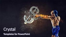  Presentation with first rate - Audience pleasing slide deck consisting of sports investments - fighting for currency rate backdrop and a  colored foreground