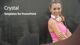  Presentation with black woman - Colorful theme enhanced with sports invitation - fit young woman in sportswear backdrop and a dark gray colored foreground