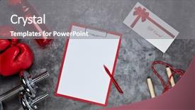  Presentation with healthy lifestyle - Beautiful slide deck featuring sports invitation - fitness still life sport accessories backdrop and a gray colored foreground