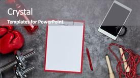  Presentation with invitation - Audience pleasing PPT theme consisting of sports invitation - fitness still life sport accessories backdrop and a gray colored foreground
