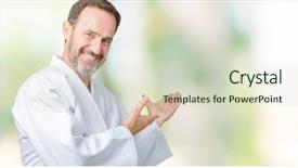  Presentation with kimono - Cool new presentation with sports invitation - handsome middle age senior man backdrop and a  colored foreground