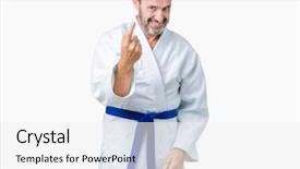  Presentation with over come challange - PPT layouts featuring sports invitation - handsome middle age senior man background and a white colored foreground