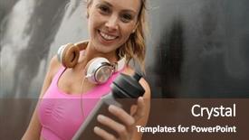  Presentation with black-woman - Colorful PPT layouts enhanced with sports invitation - happy fit woman in sportswear backdrop and a tawny brown colored foreground