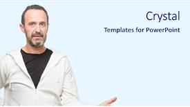  Presentation with man in nature - Slide deck consisting of sports invitation - middle age man wearing sportswear background and a  colored foreground