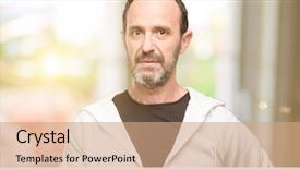  Presentation with man in nature - Beautiful theme featuring sports invitation - middle age man wearing sportswear backdrop and a coral colored foreground