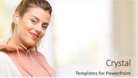  Presentation with woman sport - PPT layouts featuring sports invitation - young sport woman wearing workout background and a cream colored foreground