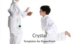  Presentation with women self defense martial arts - PPT layouts consisting of sports judo - martial arts sparring parternes background and a white colored foreground