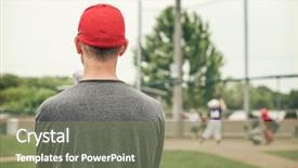  Presentation with mlb baseball game ball - Amazing slide set having sports leadership - baseball coach watching the game backdrop and a violet colored foreground